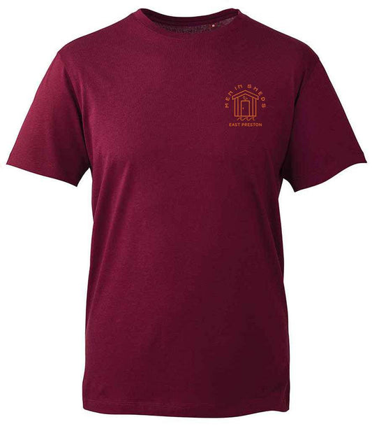 East Preston Men in Sheds Emroidered T Shirt Maroon s