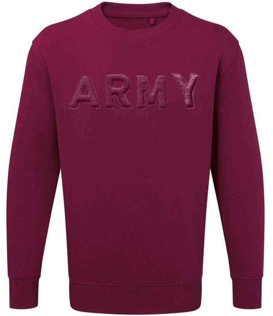 Burgundy ARMY sweatshirt with 3D embroidered logo.