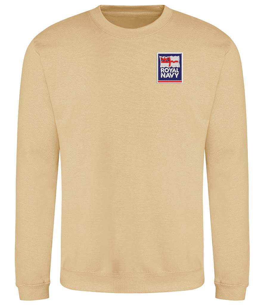Royal Navy Veterans Sweatshirt with badge, 80% cotton/20% polyester, durable and stylish.