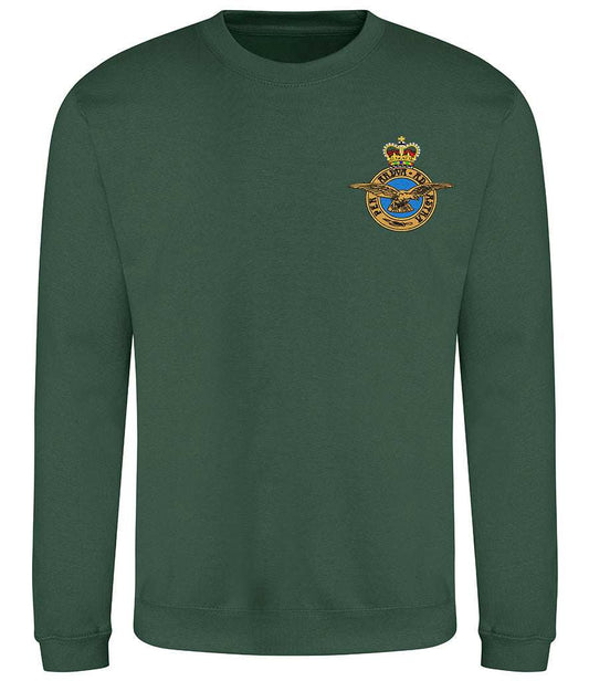 Royal Air Force sweatshirt with badge, 80% cotton, 20% polyester, green.