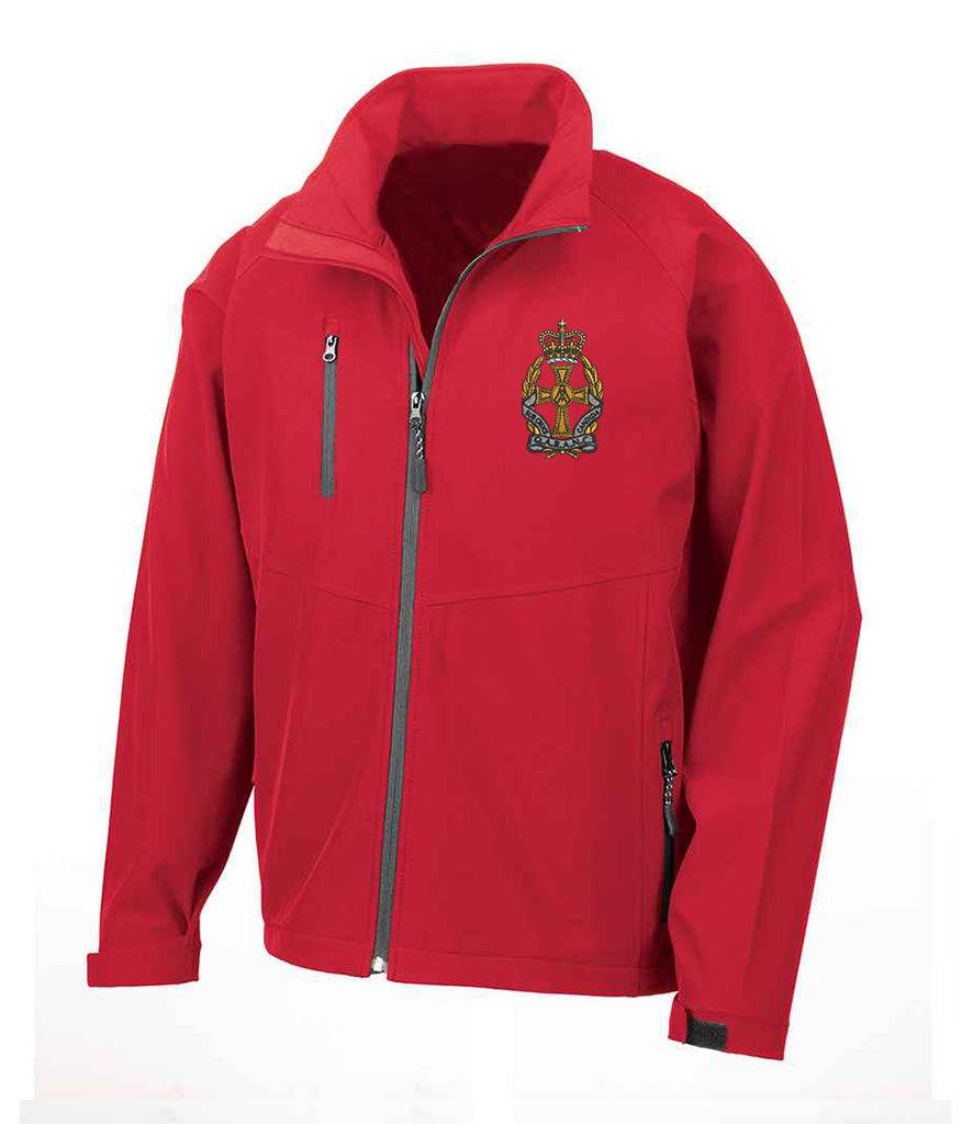 Queen Alexandra's Royal Army Nursing Corps red soft shell jacket with emblem, lightweight, showerproof.