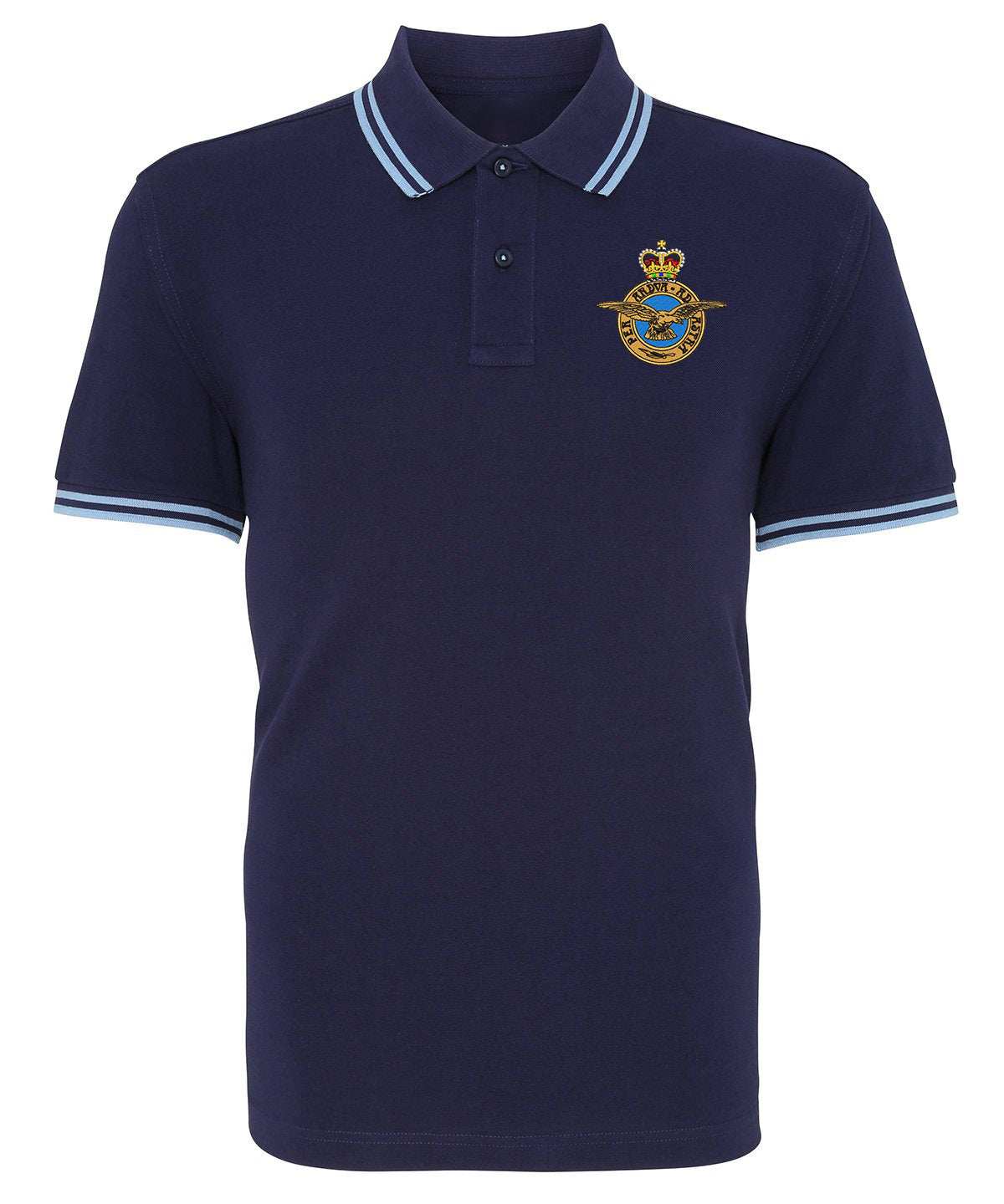 Royal Air Force Tipped Polo Shirt with embroidered logo on chest.