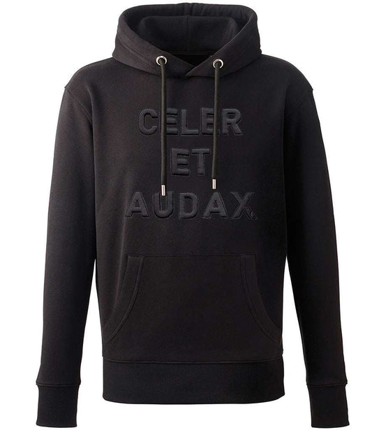 Royal Green Jackets Celer et Audax black hoodie with 3D puff embroidery motto.