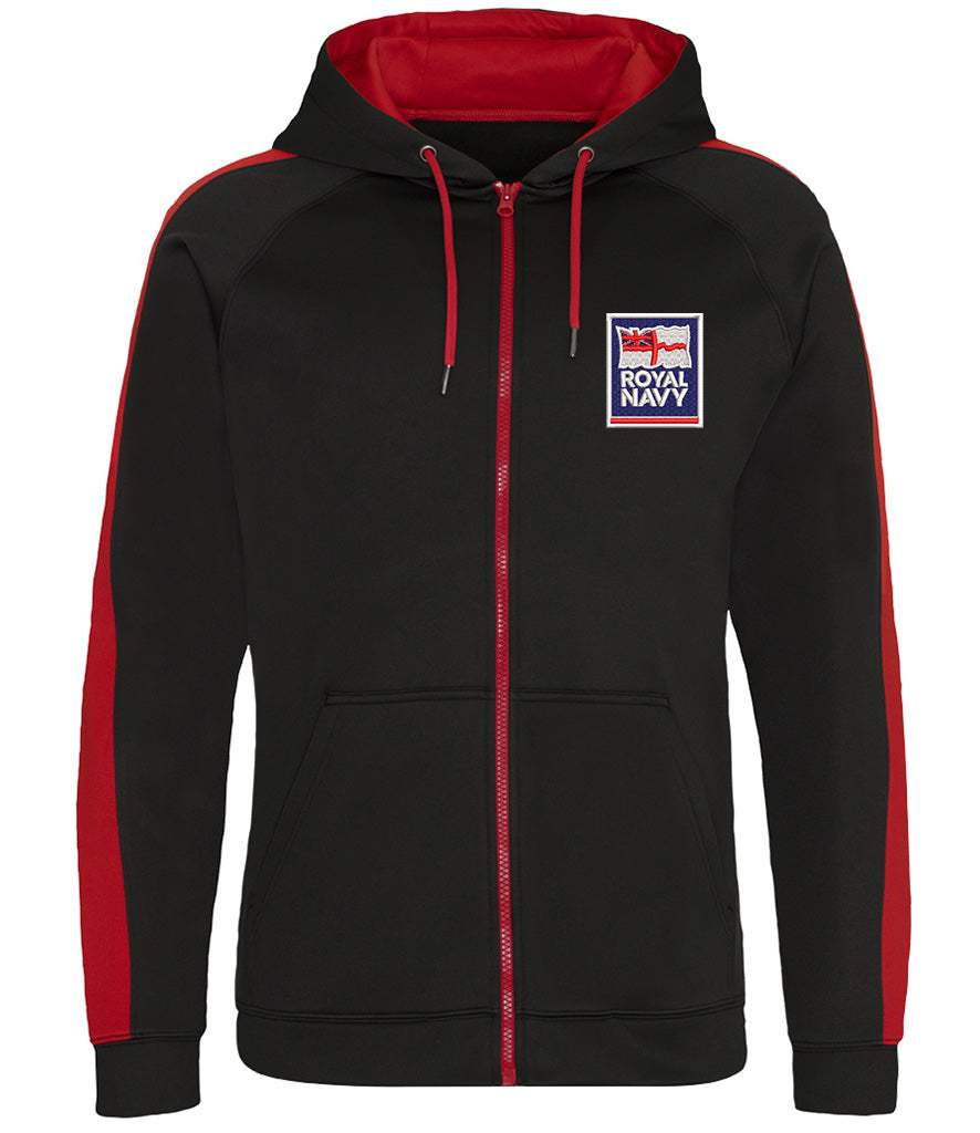 Royal Navy Clothing,Royal Navy Merchandise, Royal Navy Veterans Clothing,Royal Navy Sports Polyester Hoodie Black/Red