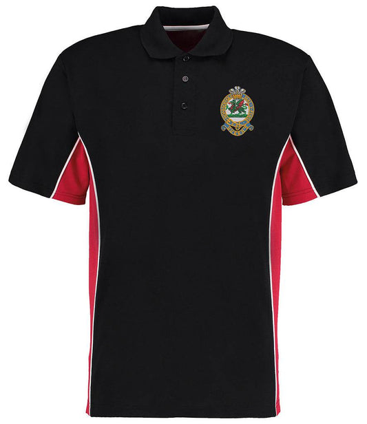 Queens Regiment Contrast Pique Polo Shirt-Black/Red