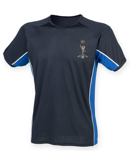 Royal Signals Performance Panel T-Shirt with embroidered logo, featuring moisture-wicking polyester, breathable knit, and raglan sleeves.
