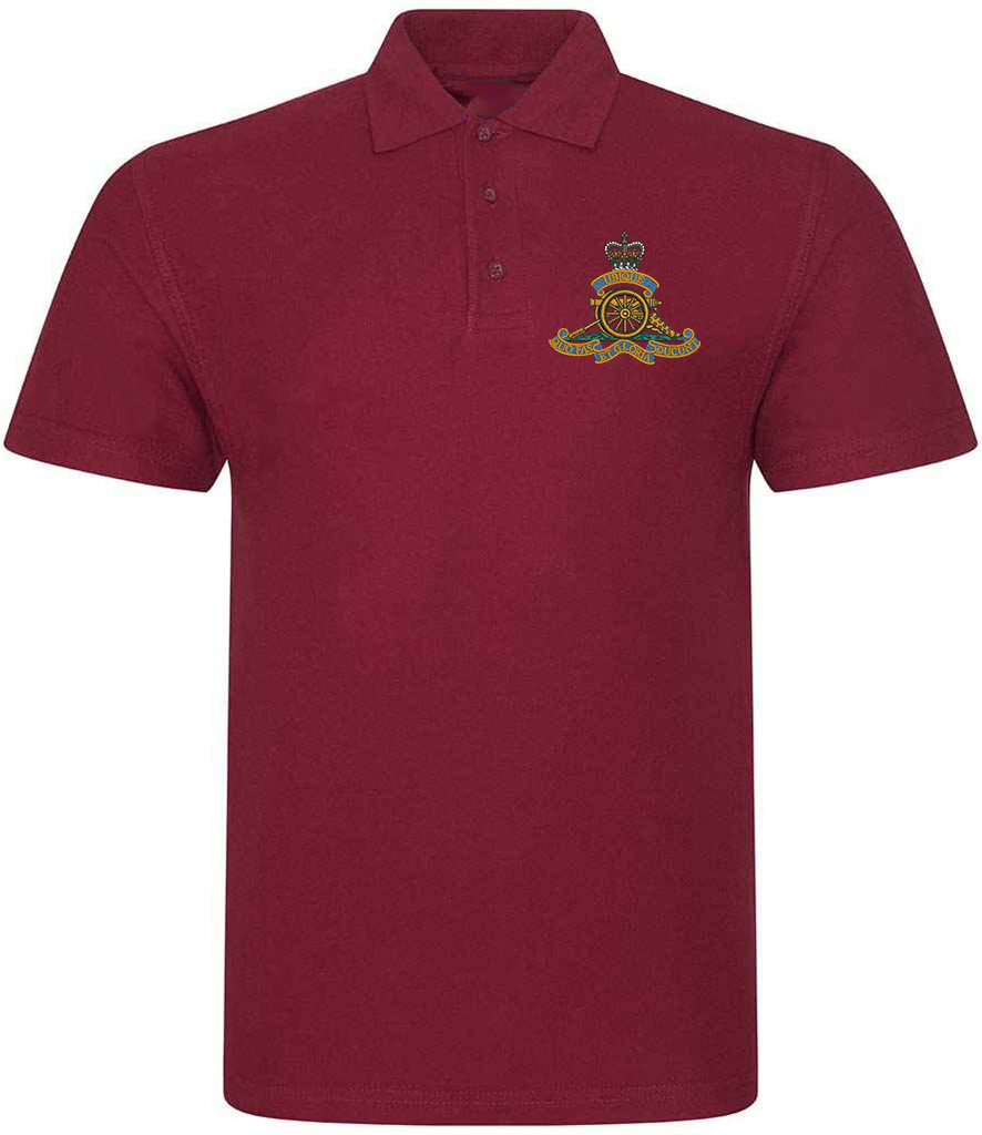 Royal Artillery T-shirt featuring high-quality embroidered Royal Artillery logo, perfect military merchandise for veterans, gunners, and supporters.