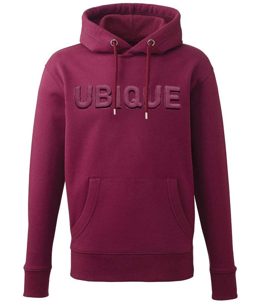 Royal Artillery Hoodie with "Ubique" 3D puff embroidery, maroon color, sustainable fabric.