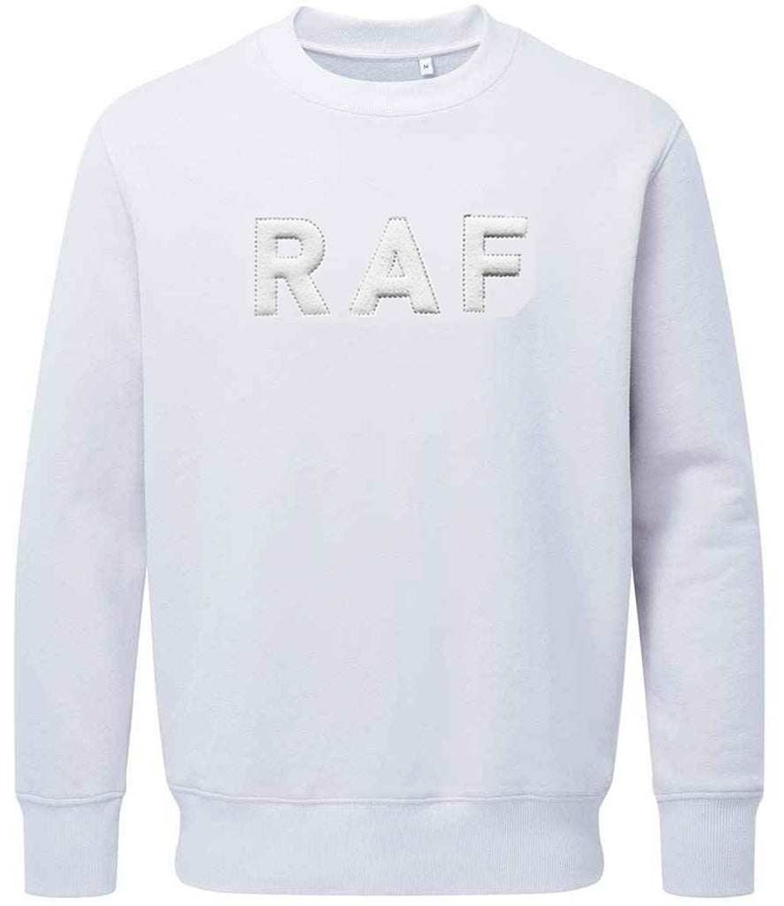 Royal Air Force sweatshirt with 3D puff embroidered "RAF" logo on the front.