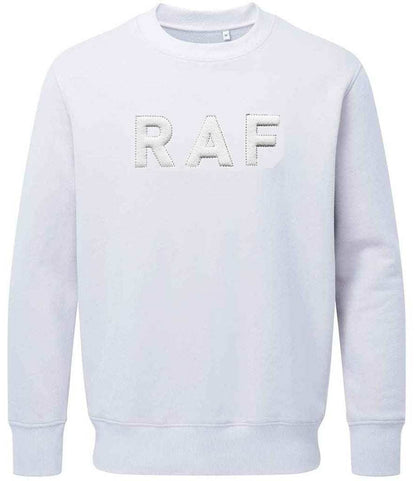 Royal Air Force sweatshirt with 3D puff embroidered "RAF" logo on the front.