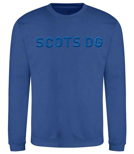 SCOTS DG sweatshirt in navy blue with 3D puff embroidery on chest.