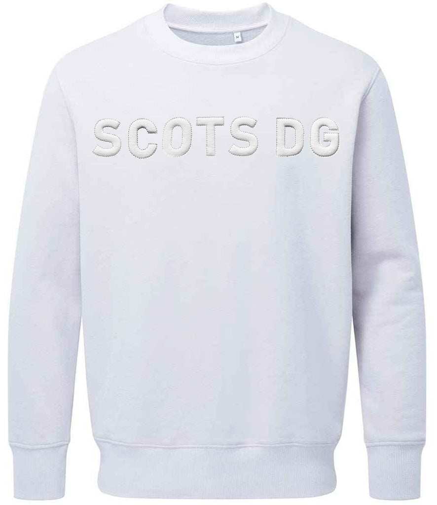 SCOTS DG sweatshirt with 3D puff embroidery on the chest, made of 80% organic cotton and 20% recycled polyester.