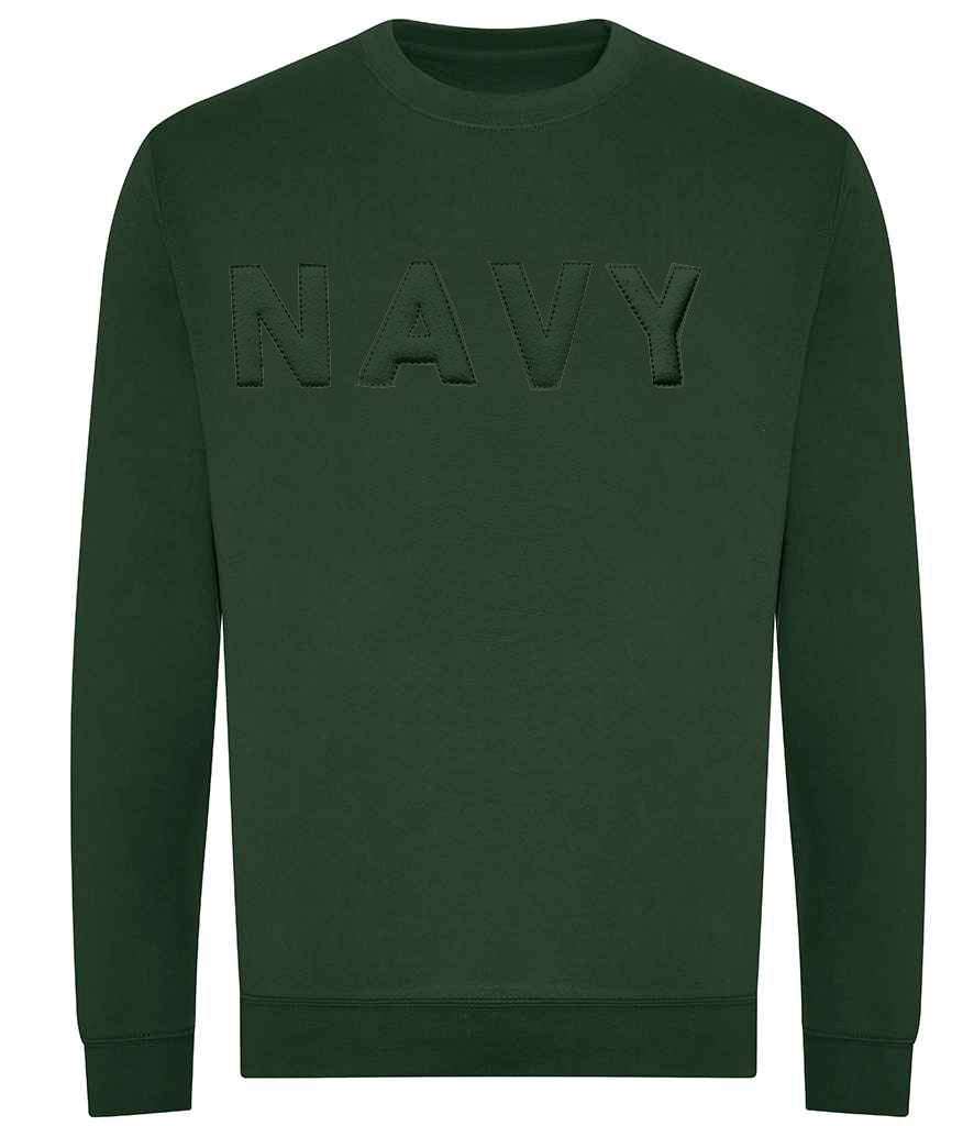 Bottle green Royal NAVY sweatshirt with 3D puff embroidery logo.