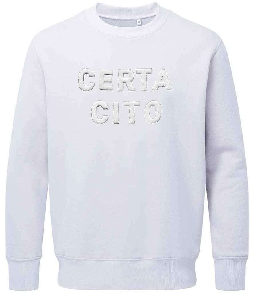 Royal Signals Sweatshirt with "Certa Cito" 3D puff embroidery in white.