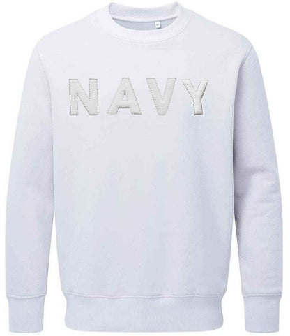 Royal Navy sweatshirt with 3D embroidered logo in white.