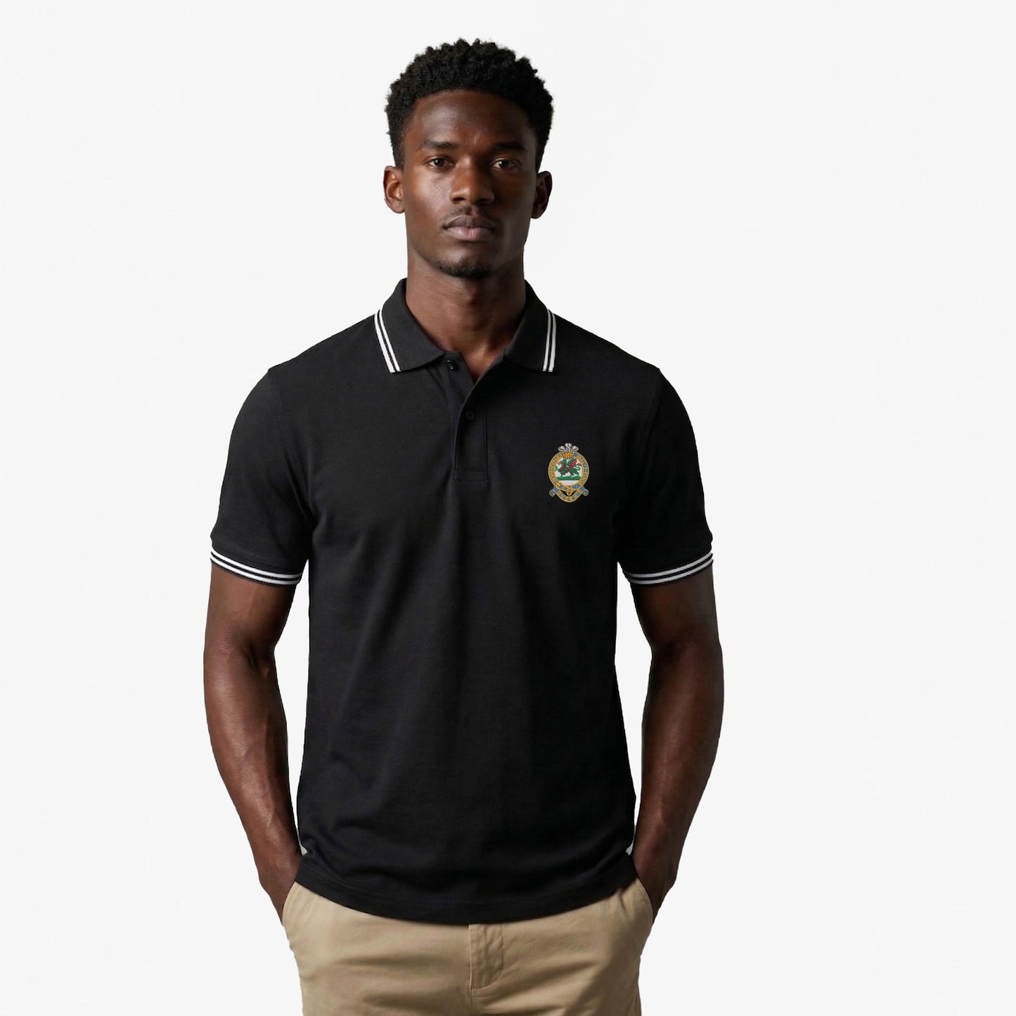 Queens Regiment Embroidered Tipped Polo Shirt
