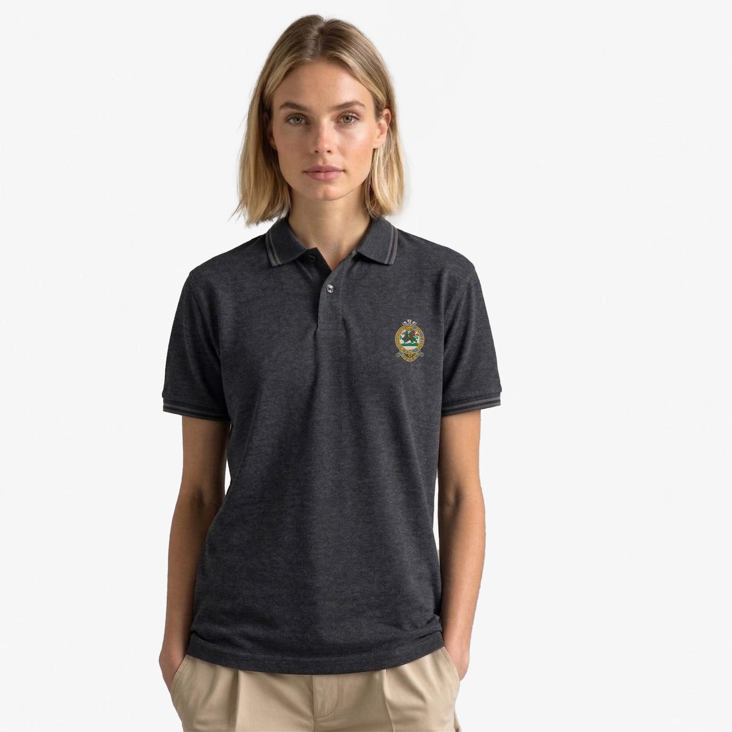 Queens Regiment Embroidered Tipped Polo Shirt