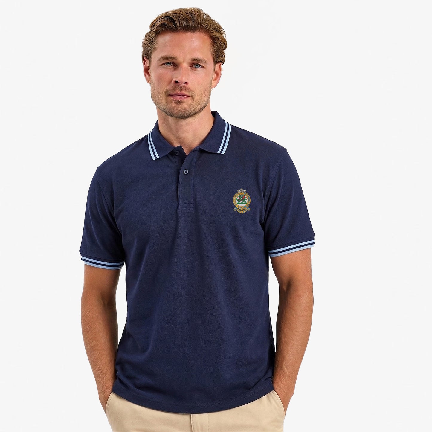 Queens Regiment Embroidered Tipped Polo Shirt