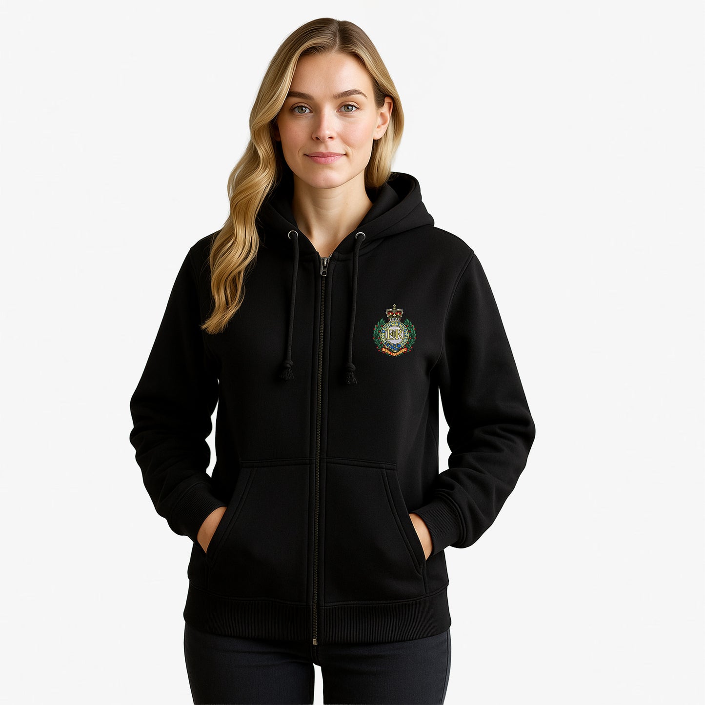 Royal Engineers Zipped Hoodie Embroidered Logo Premium Weight(310gsm)