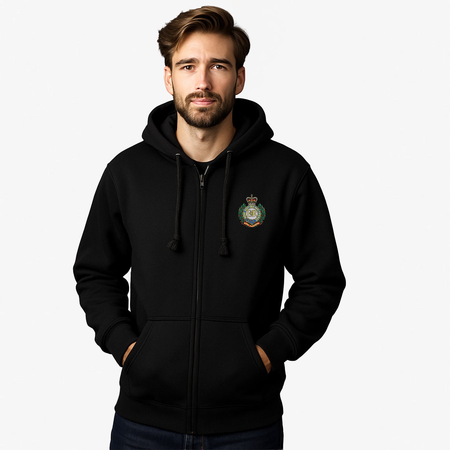 Royal Engineers Zipped Hoodie Embroidered Logo Premium Weight(310gsm)