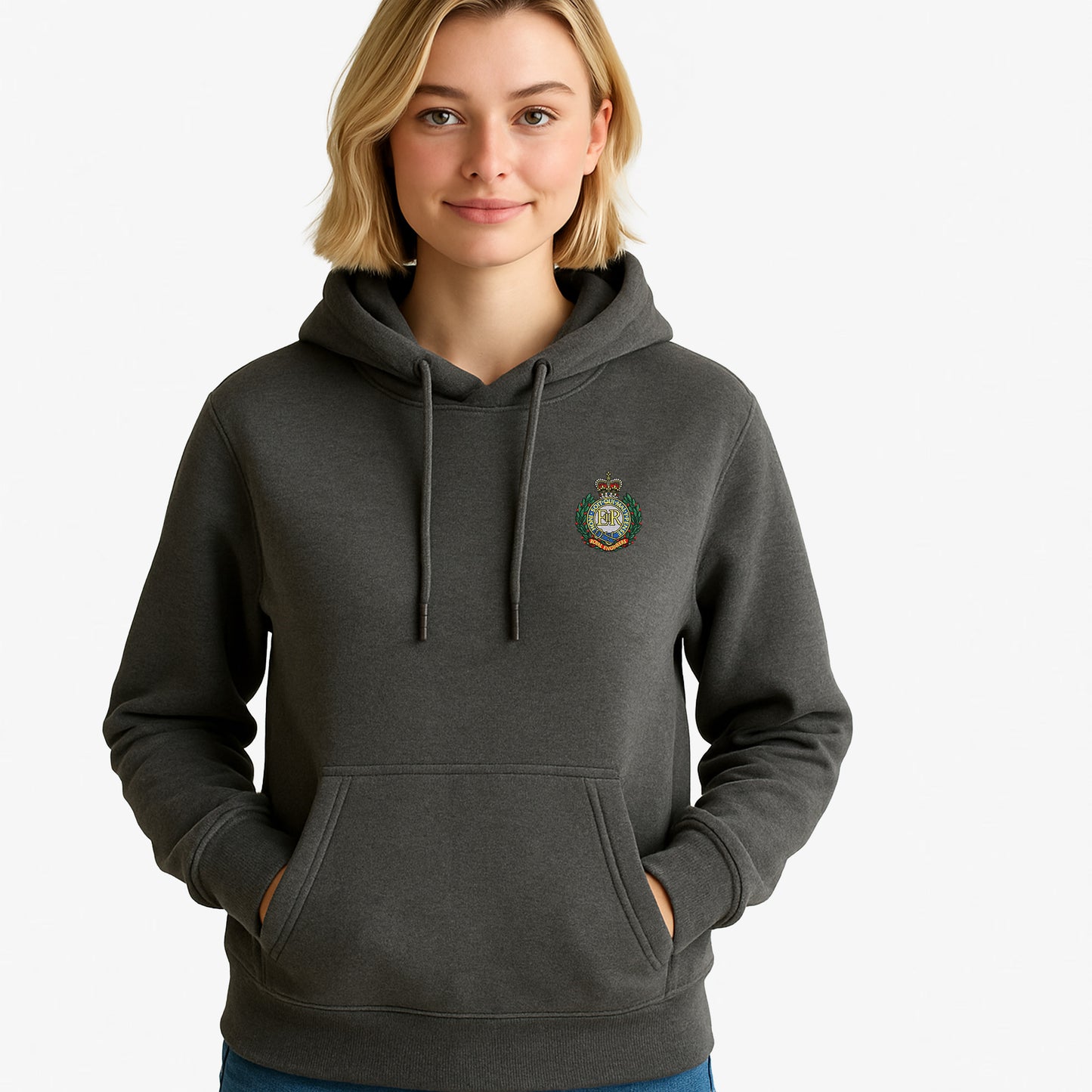 Royal Engineers Hoodie Embroidered Logo Peach Finish Ultra Premium Weight(330gsm)