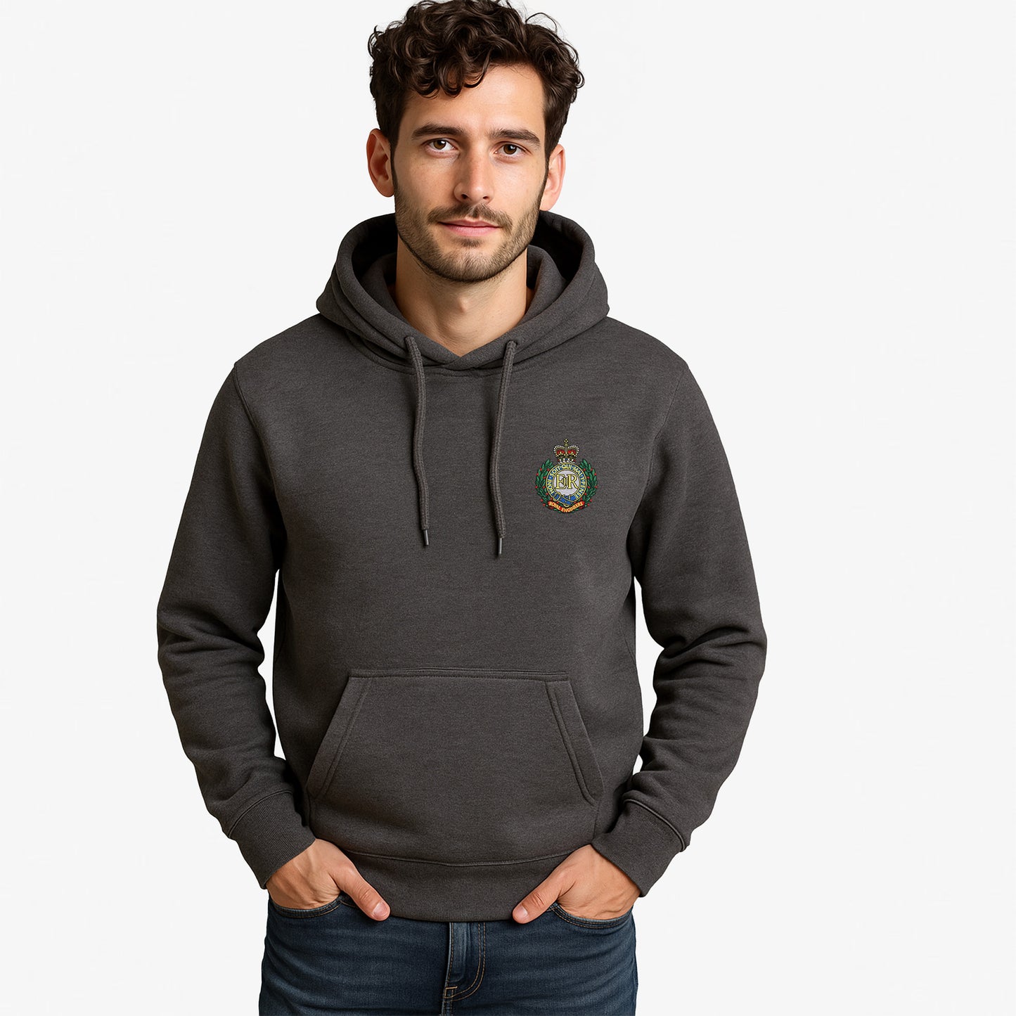 Royal Engineers Hoodie Embroidered Logo Peach Finish Ultra Premium Weight(330gsm)