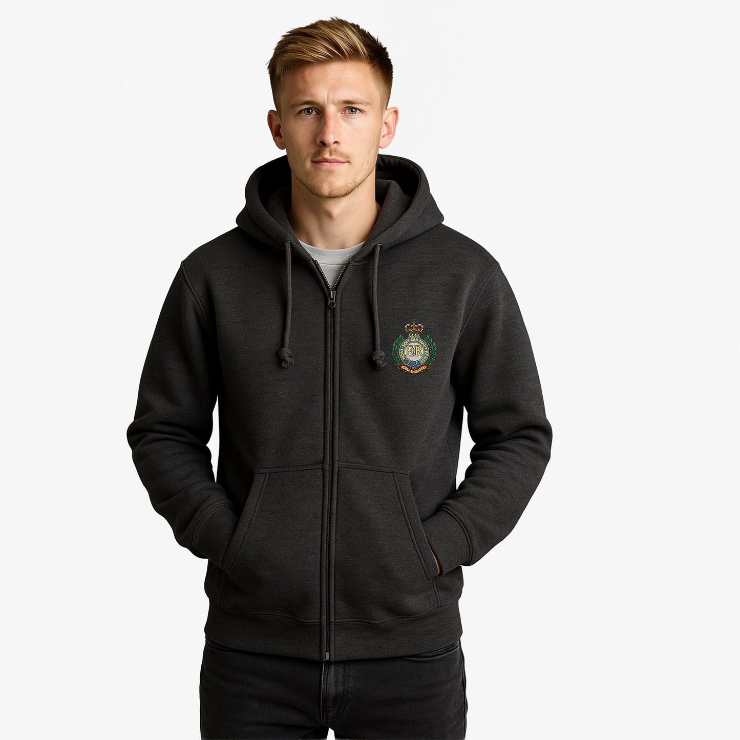 Royal Engineers Zipped Hoodie Embroidered Logo Premium Weight(310gsm)