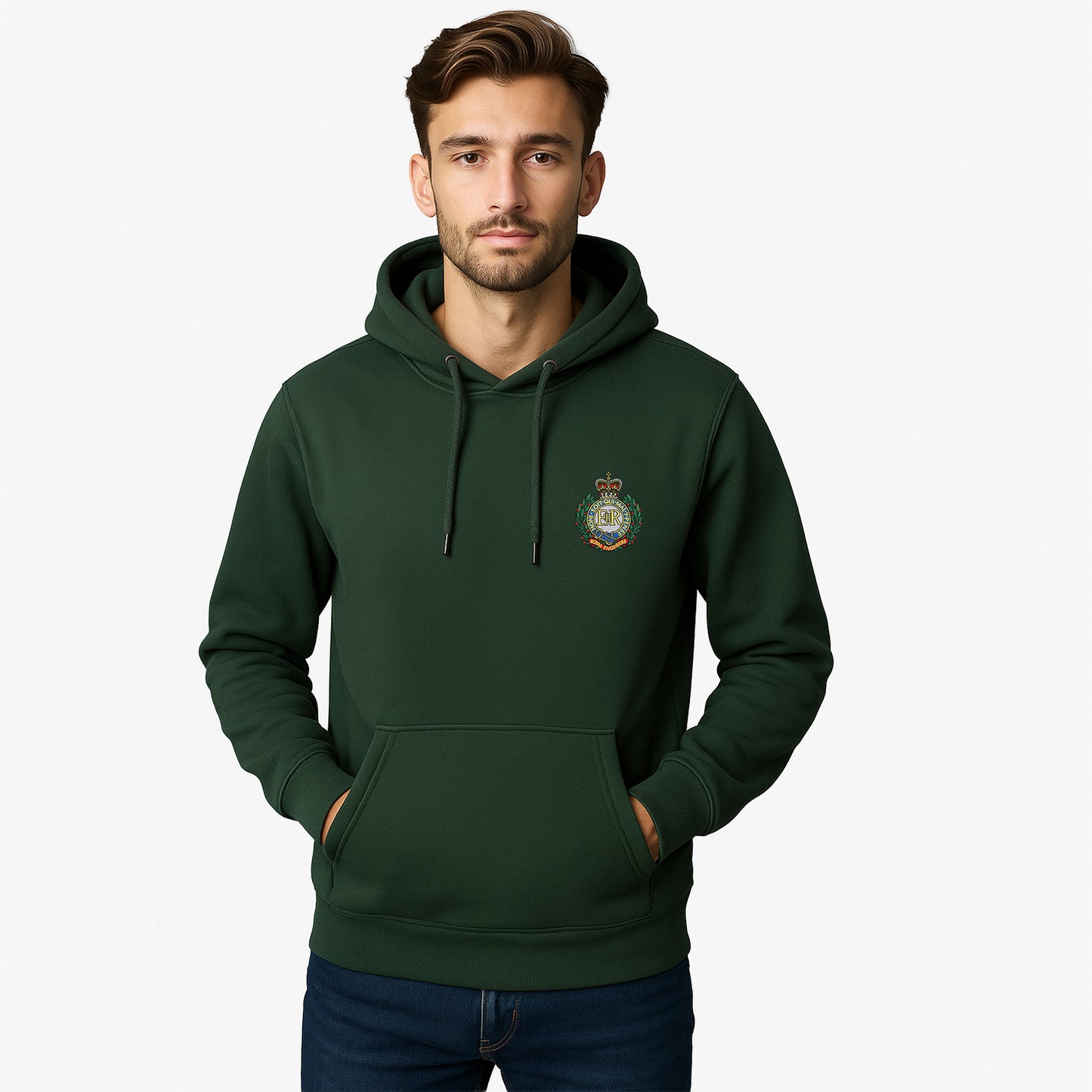 Royal Engineers Hoodie Embroidered Logo Peach Finish Ultra Premium Weight(330gsm)