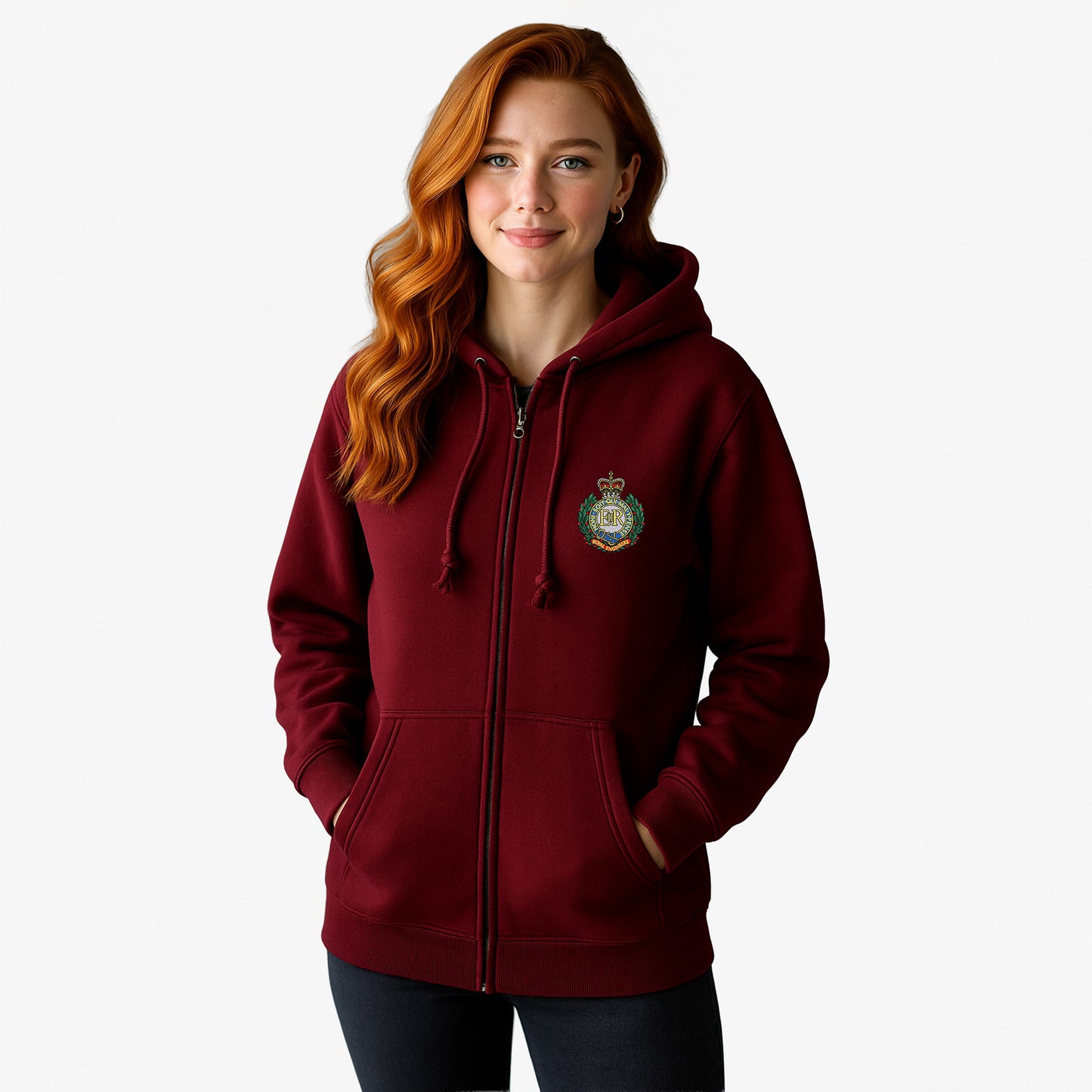 Royal Engineers Zipped Hoodie Embroidered Logo Premium Weight(310gsm)