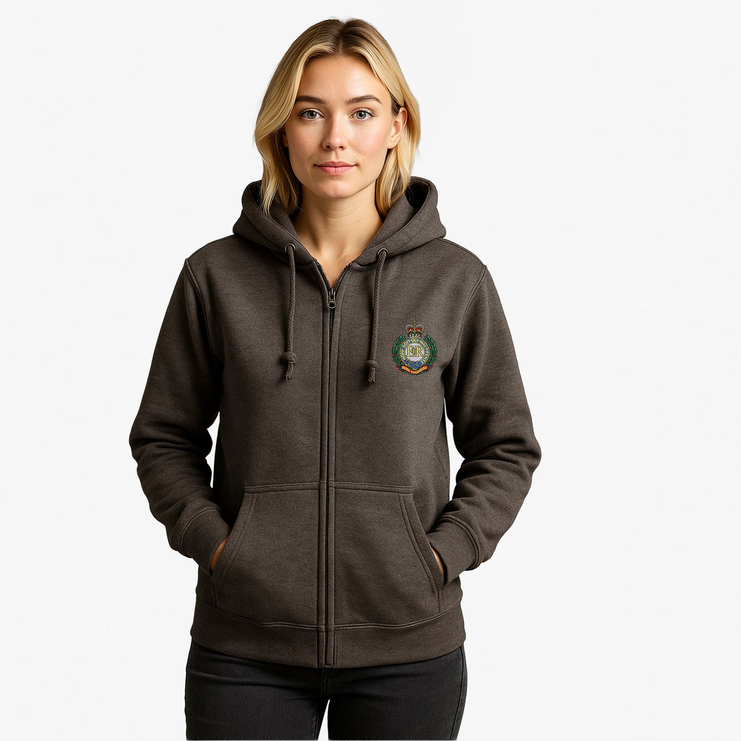 Royal Engineers Zipped Hoodie Embroidered Logo Premium Weight(310gsm)