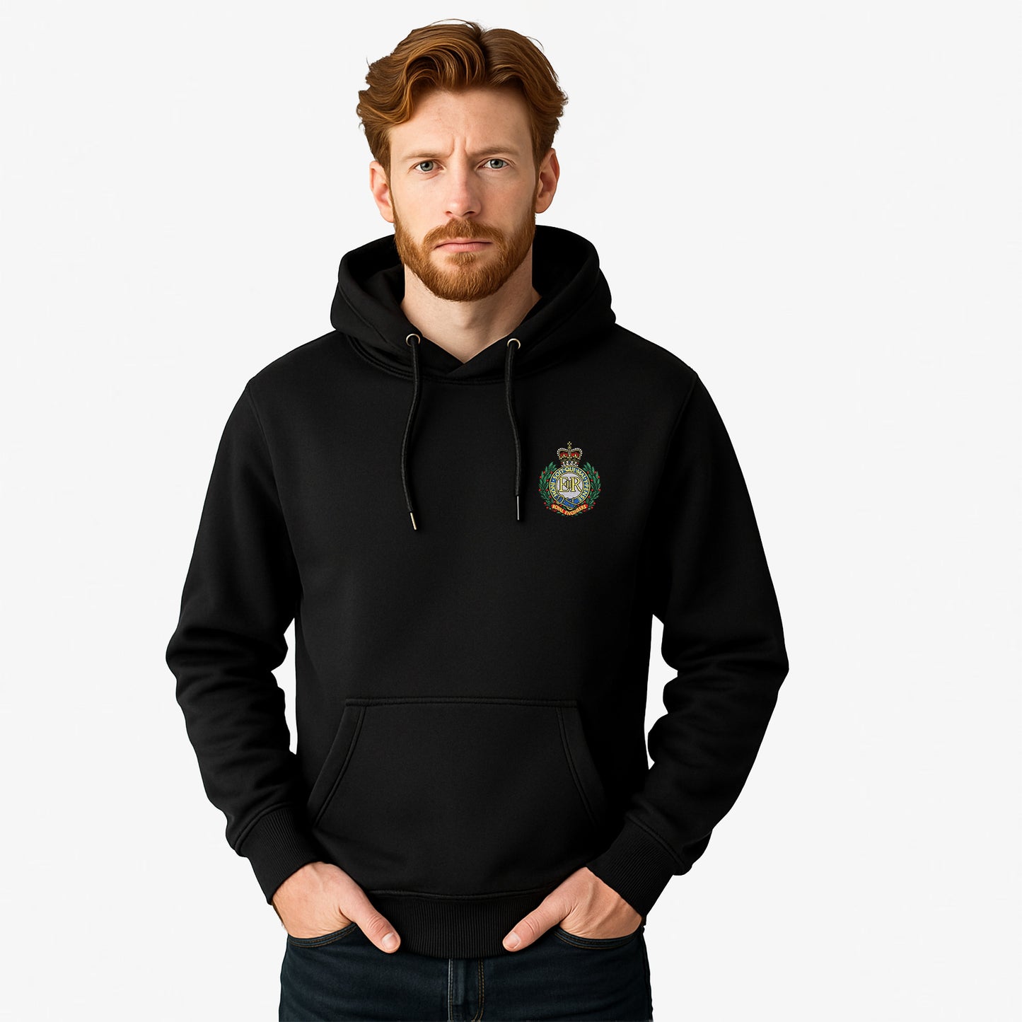 Royal Engineers Hoodie Embroidered Logo Peach Finish Ultra Premium Weight(330gsm)