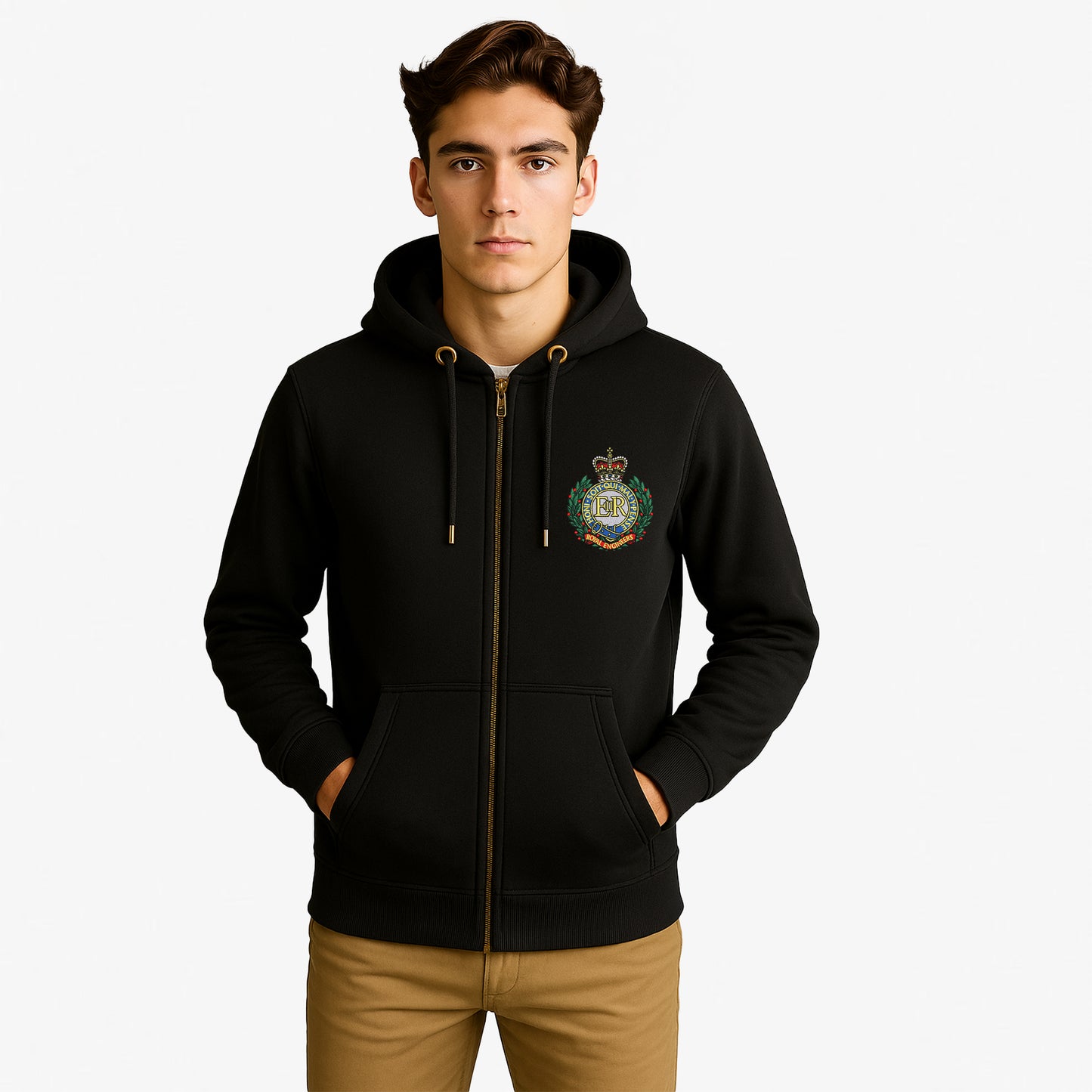 Royal Engineers Zipped Hoodie Embroidered Logo Premium Weight(330gsm)