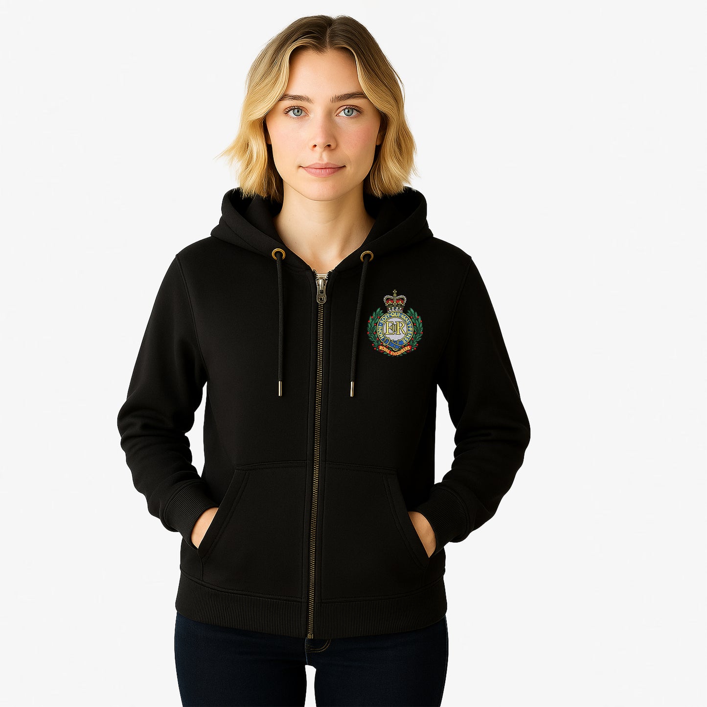 Royal Engineers Zipped Hoodie Embroidered Logo Premium Weight(330gsm)