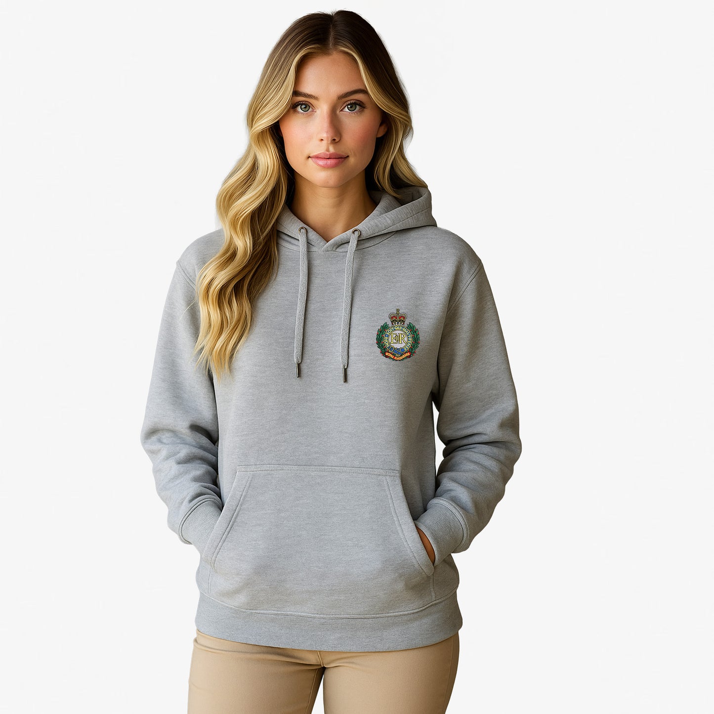 Royal Engineers Hoodie Embroidered Logo Peach Finish Ultra Premium Weight(330gsm)