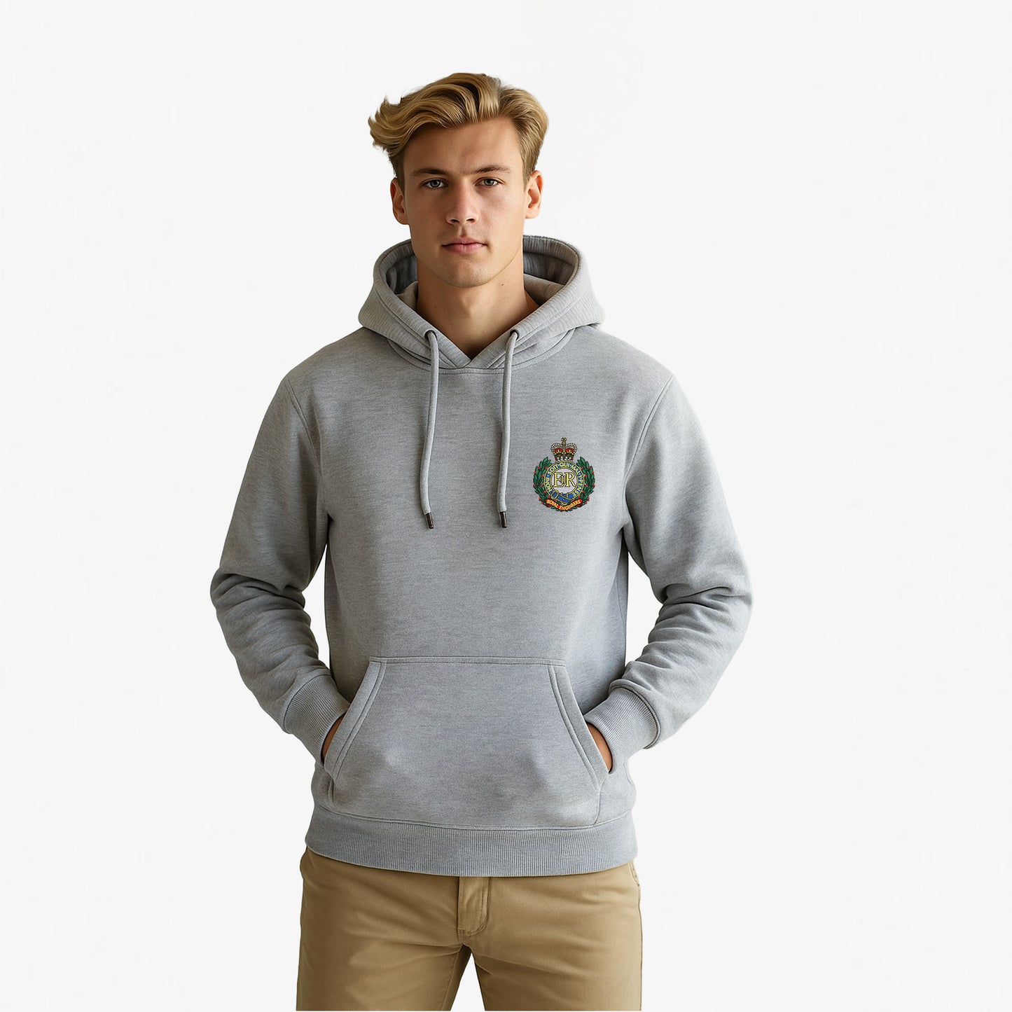 Royal Engineers Hoodie Embroidered Logo Peach Finish Ultra Premium Weight(330gsm)