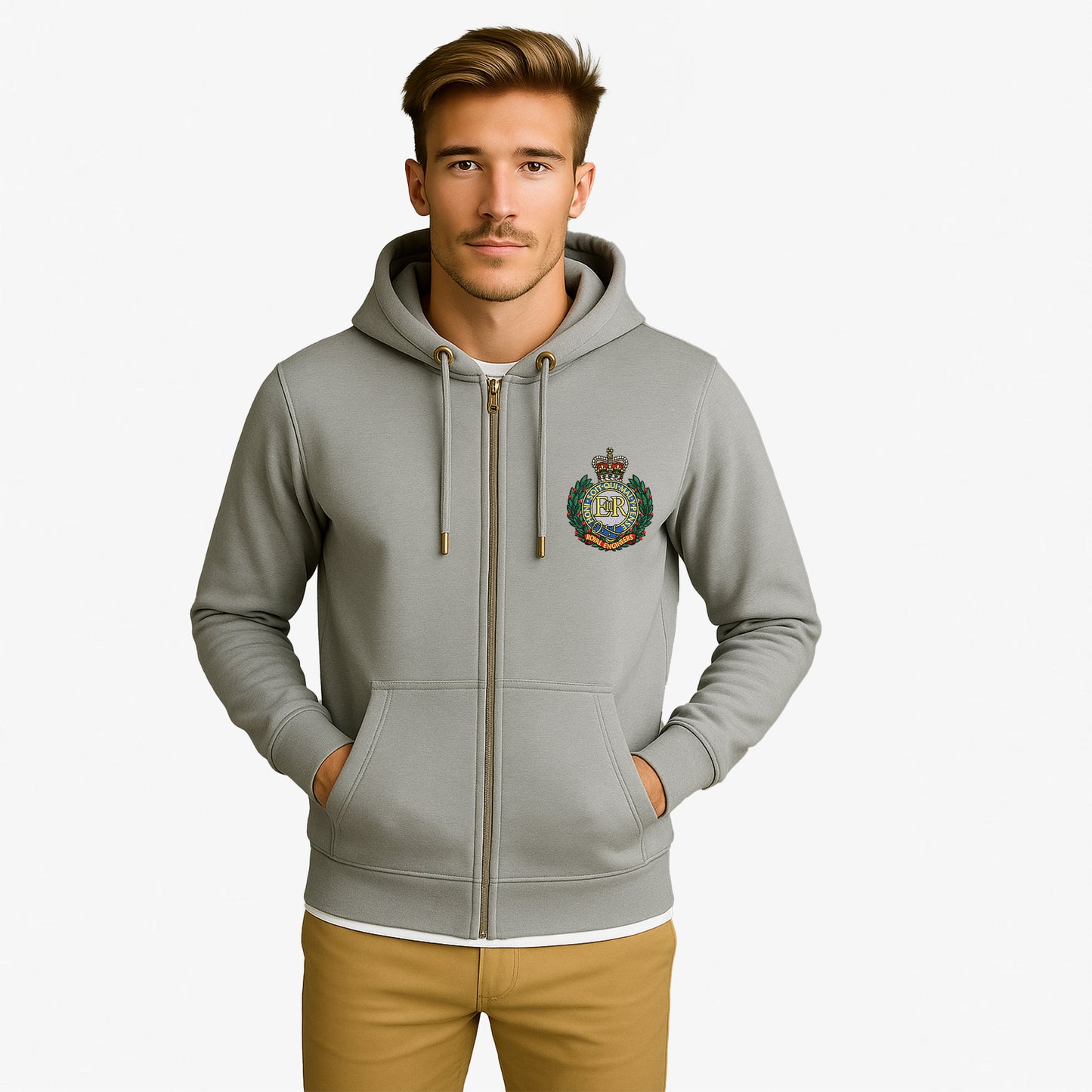 Royal Engineers Zipped Hoodie Embroidered Logo Premium Weight(330gsm)