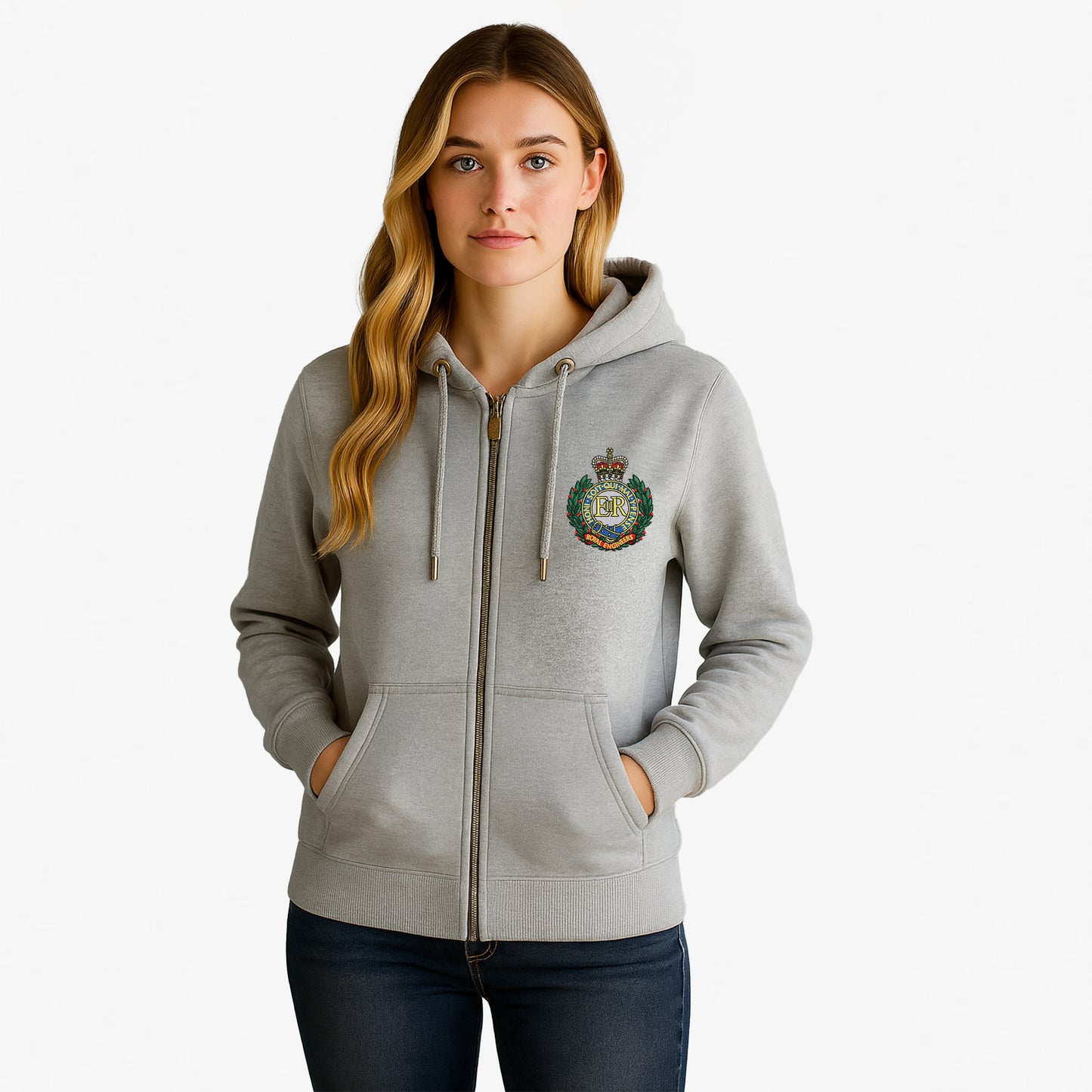 Royal Engineers Zipped Hoodie Embroidered Logo Premium Weight(330gsm)