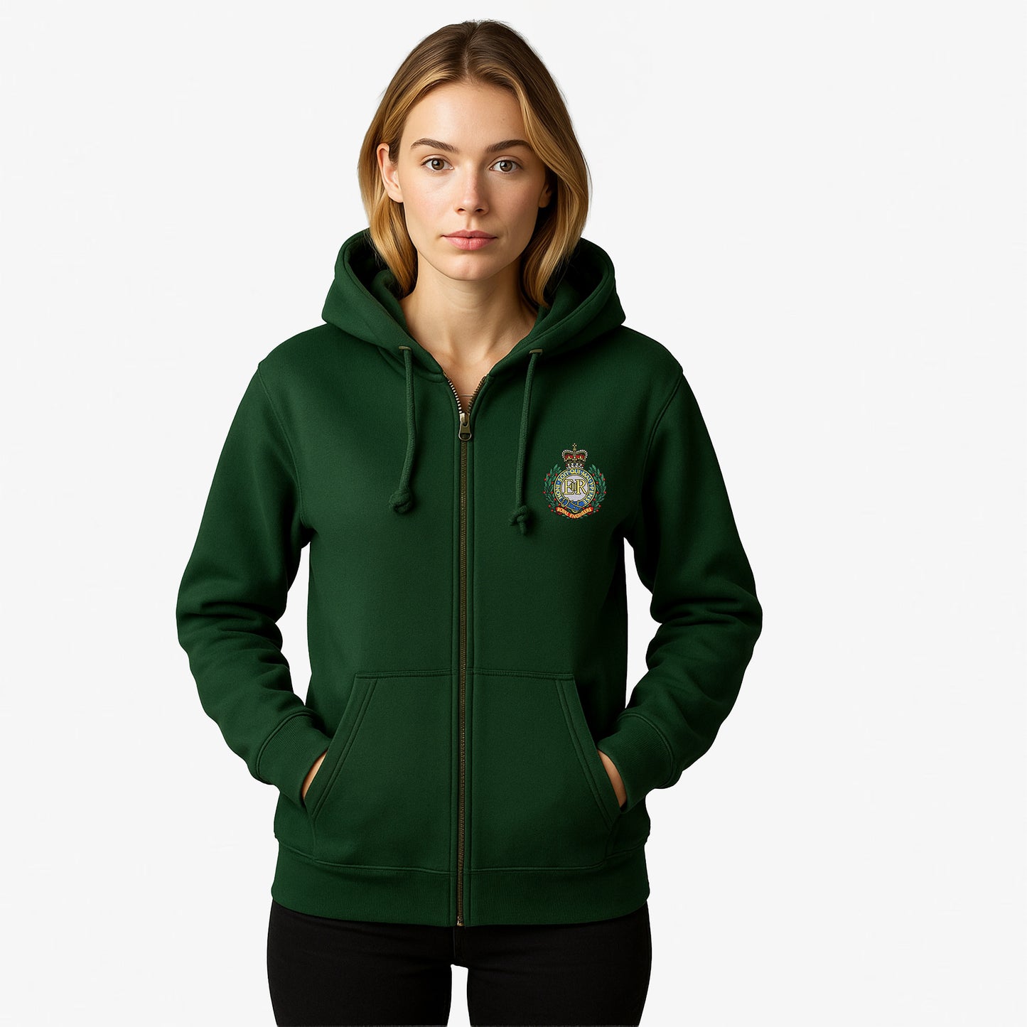Royal Engineers Zipped Hoodie Embroidered Logo Premium Weight(310gsm)