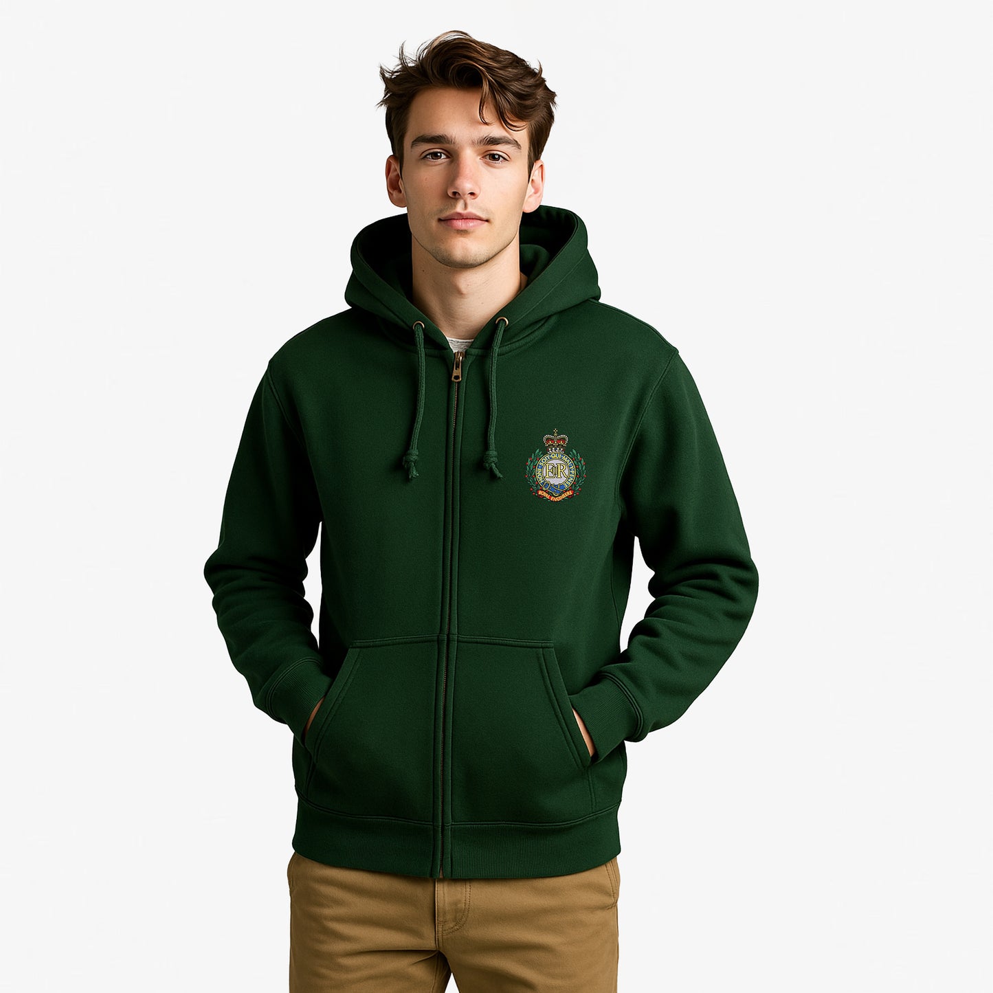 Royal Engineers Zipped Hoodie Embroidered Logo Premium Weight(310gsm)