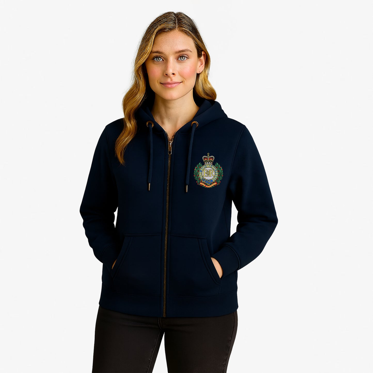 Royal Engineers Zipped Hoodie Embroidered Logo Premium Weight(330gsm)