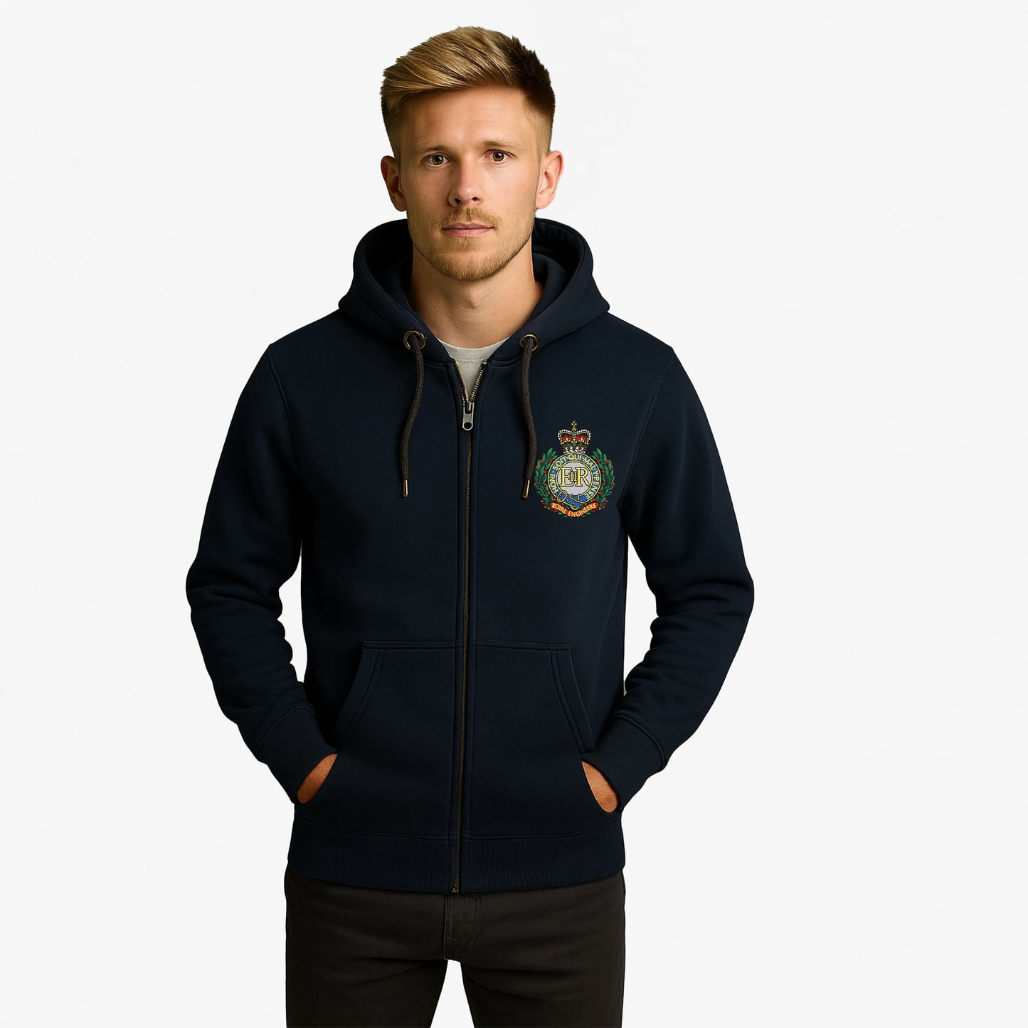 Royal Engineers Zipped Hoodie Embroidered Logo Premium Weight(330gsm)