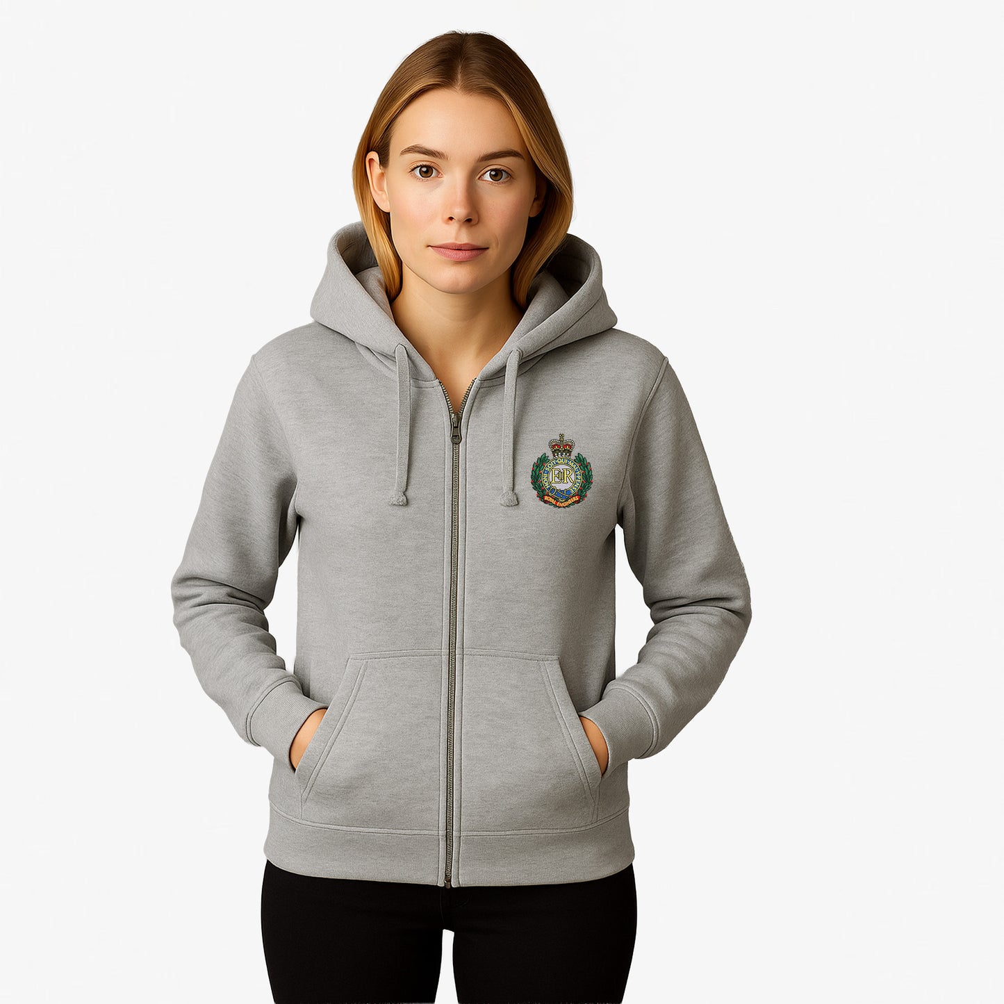 Royal Engineers Zipped Hoodie Embroidered Logo Premium Weight(310gsm)