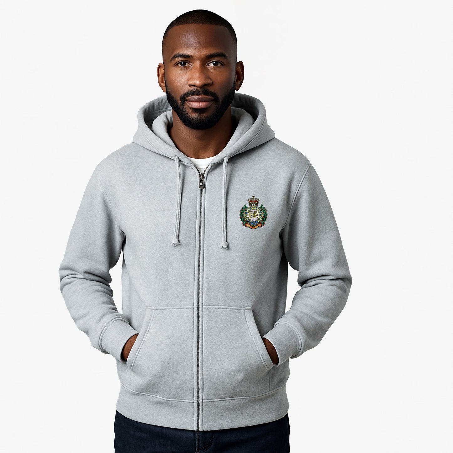 Royal Engineers Zipped Hoodie Embroidered Logo Premium Weight(310gsm)