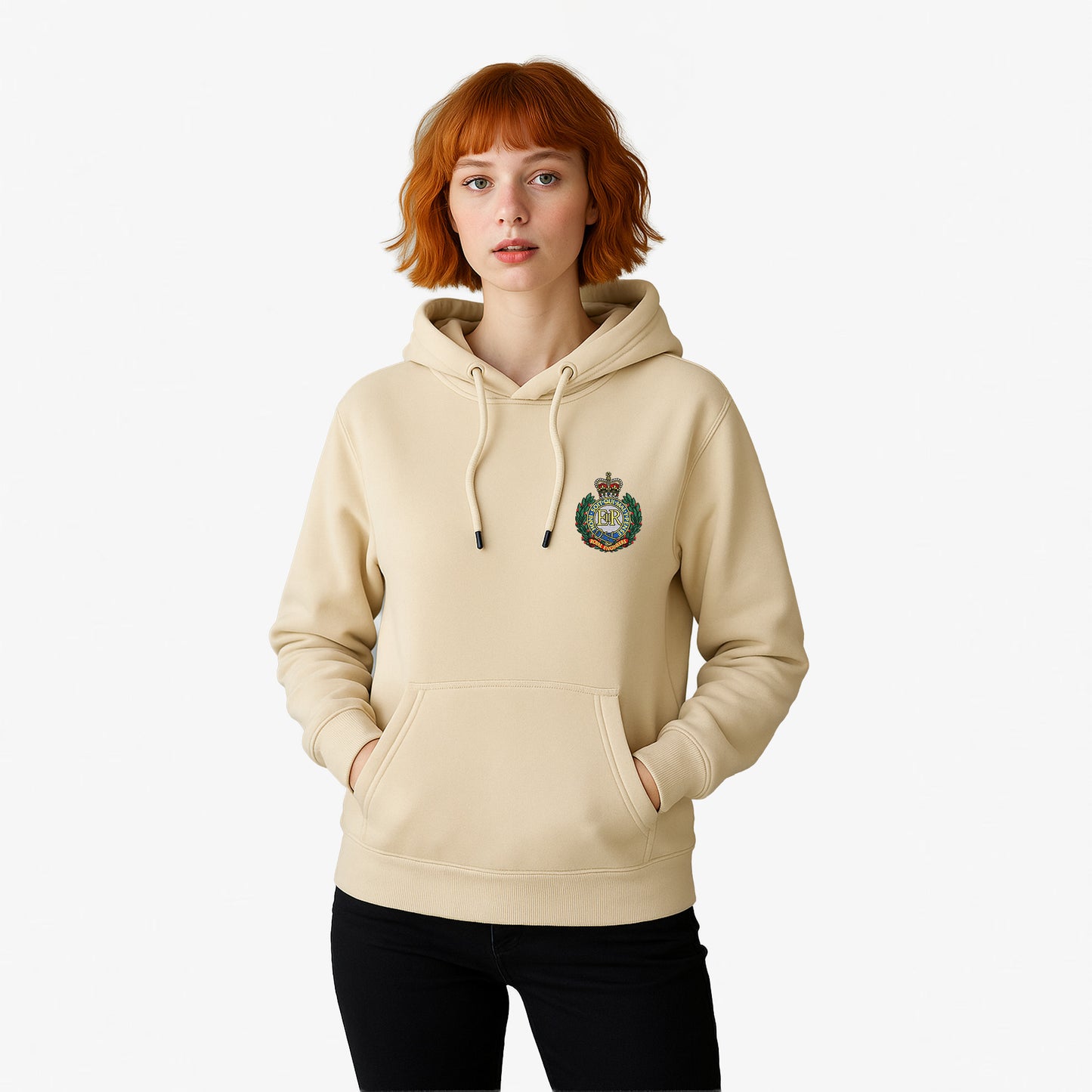 Royal Engineers Hoodie Embroidered Logo Peach Finish Ultra Premium Weight(330gsm)