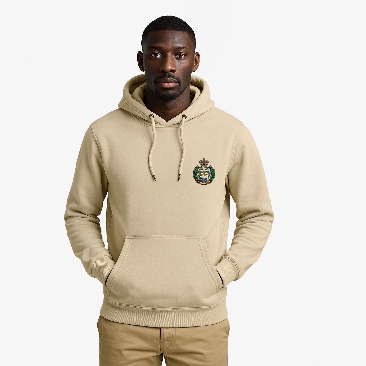 Royal Engineers Hoodie Embroidered Logo Peach Finish Ultra Premium Weight(330gsm)