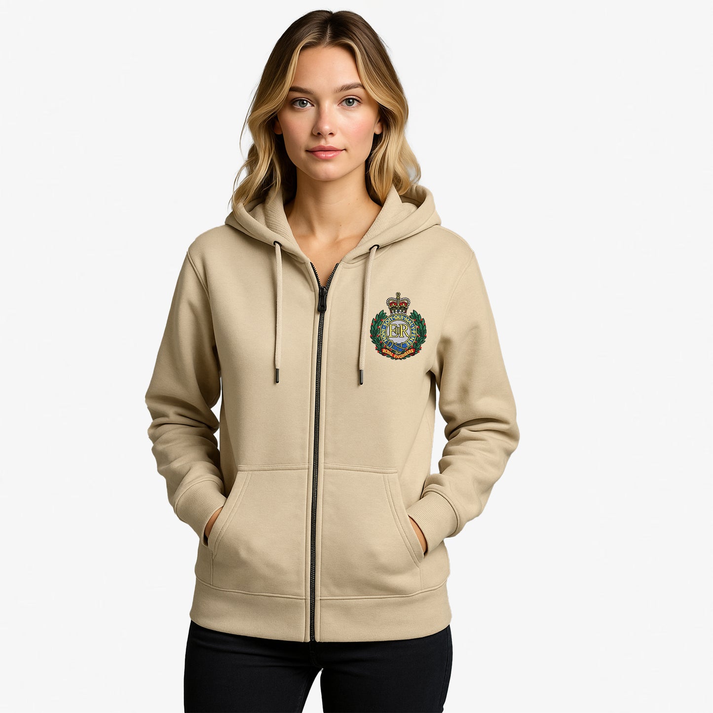 Royal Engineers Zipped Hoodie Embroidered Logo Premium Weight(330gsm)
