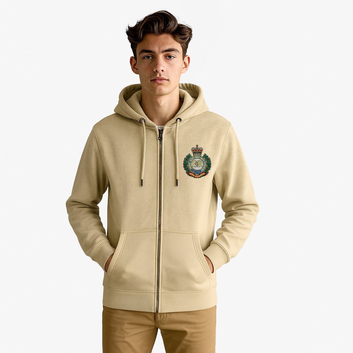 Royal Engineers Zipped Hoodie Embroidered Logo Premium Weight(330gsm)