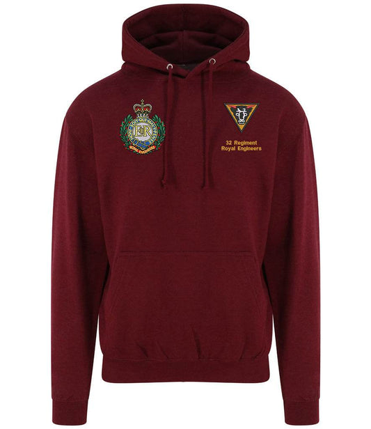 Royal Engineers Clothing 32 Regiment Royal Engineers Duel Logo Hoodie Maroon S