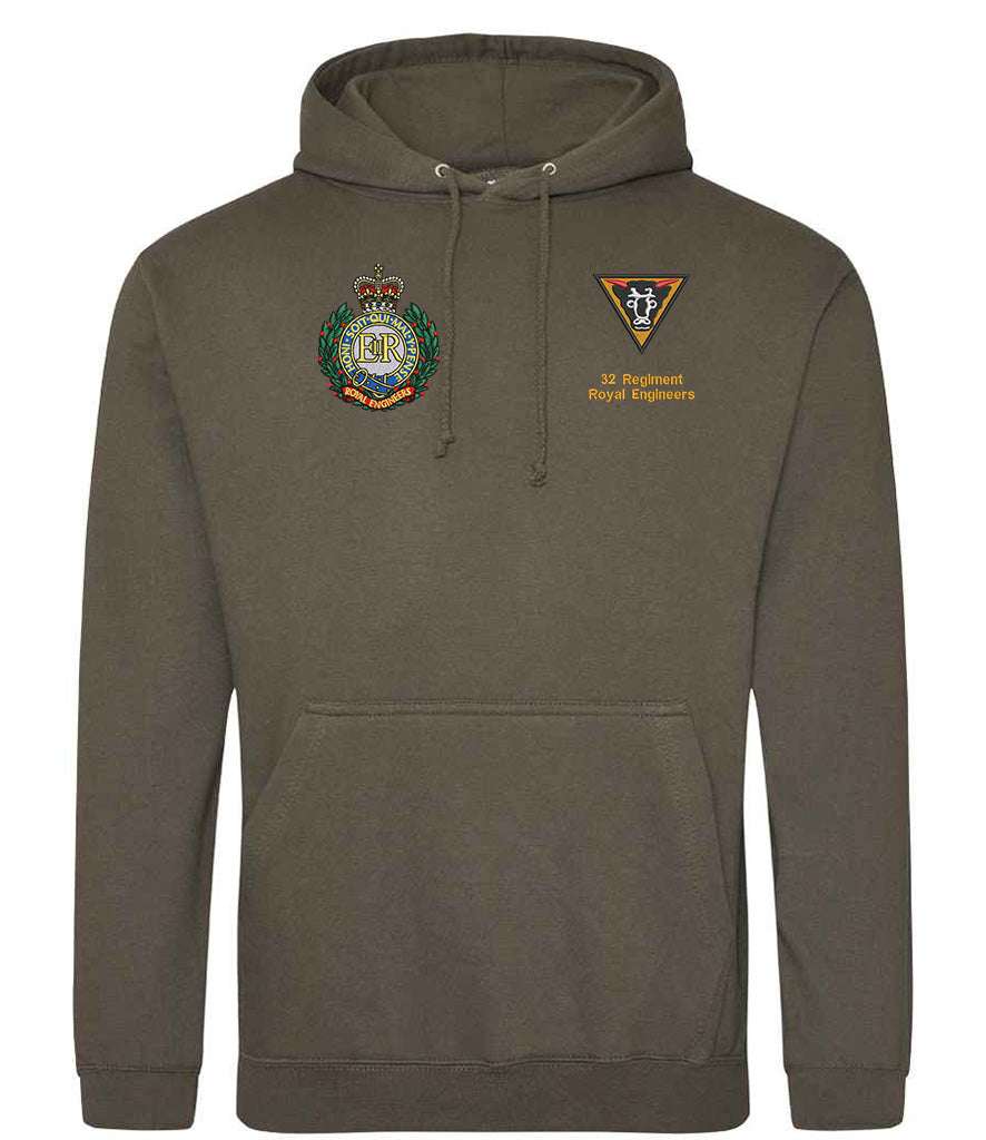 Royal Engineers Clothing 32 Regiment Royal Engineers Duel Logo Hoodie Khaki S