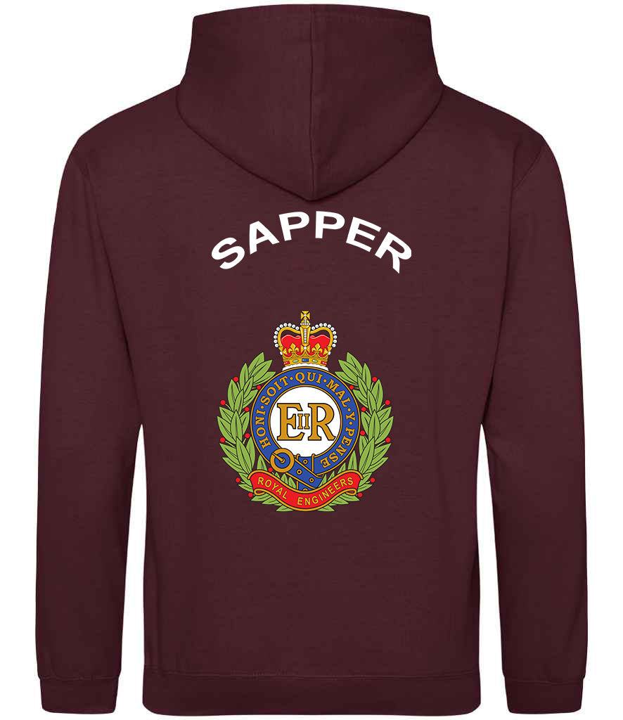 Royal Engineers Hoodie with embroidered logo in maroon